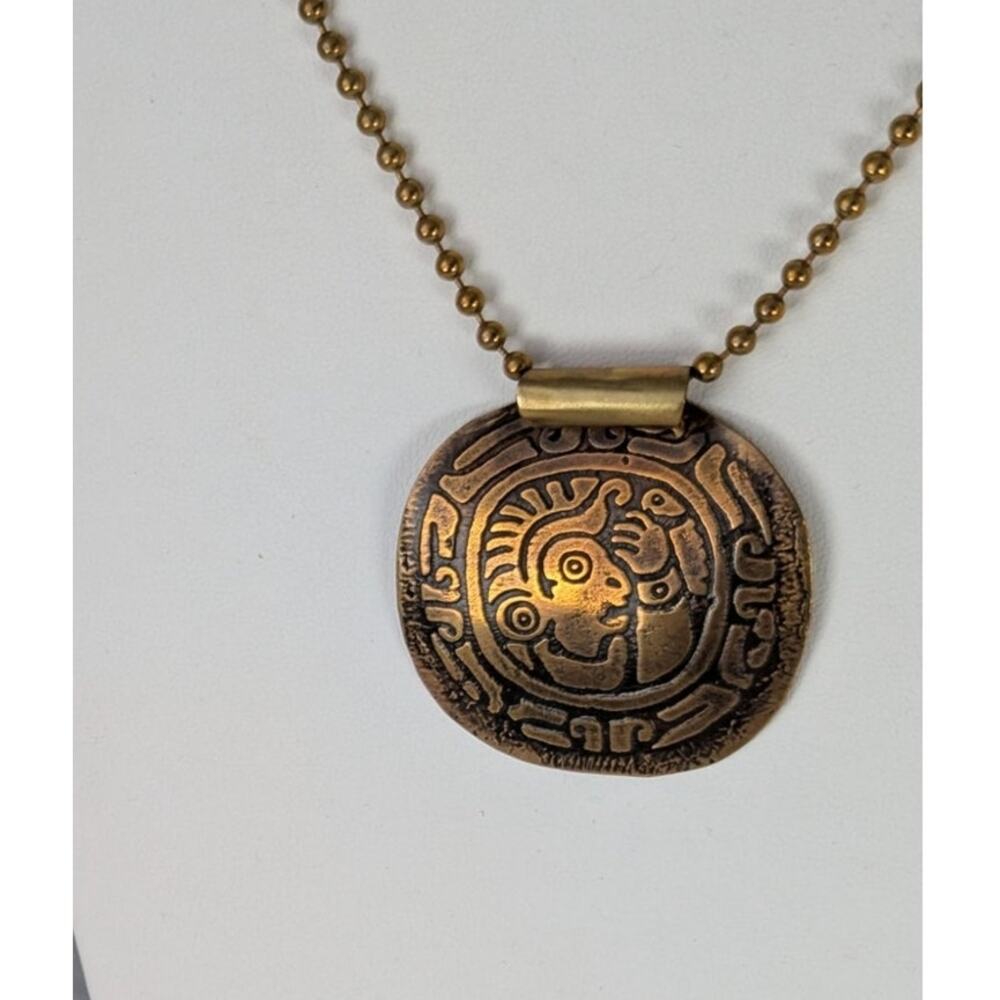 Brass hand etched oxidized pendant 2 x 1.75  ball chain 17"
NWT artisan signed